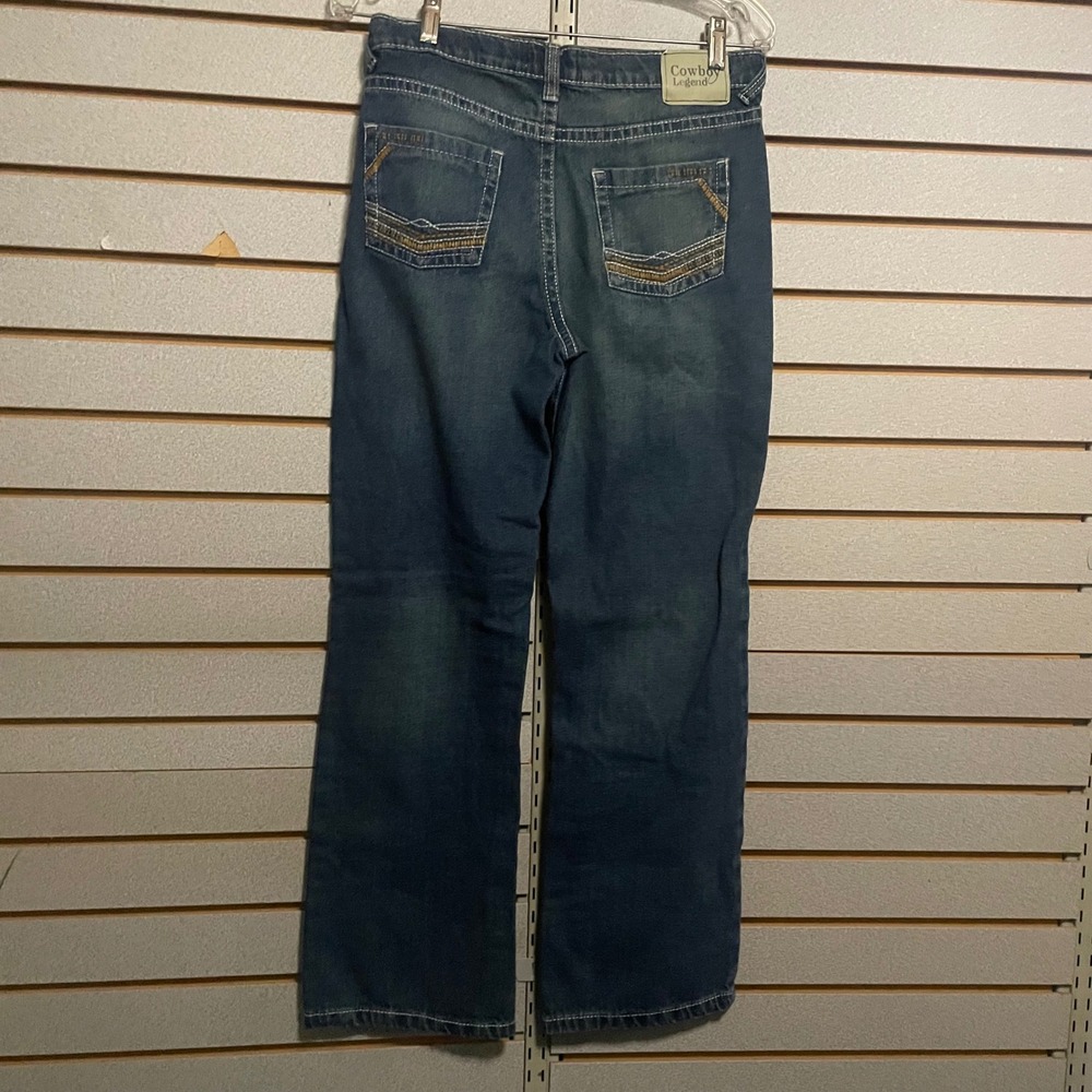 Cowboy Legend Kids Size 16 Dark Wash Straight Leg Western Denim‎ Jeans RN94894